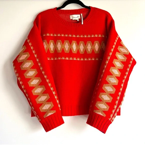 Anthropologie Tinsley Premium Cashmere Intarsia Knit Sweater Size XS Sweaters